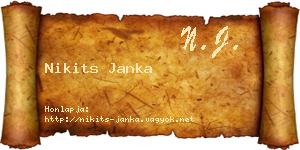 Nikits Janka névjegykártya